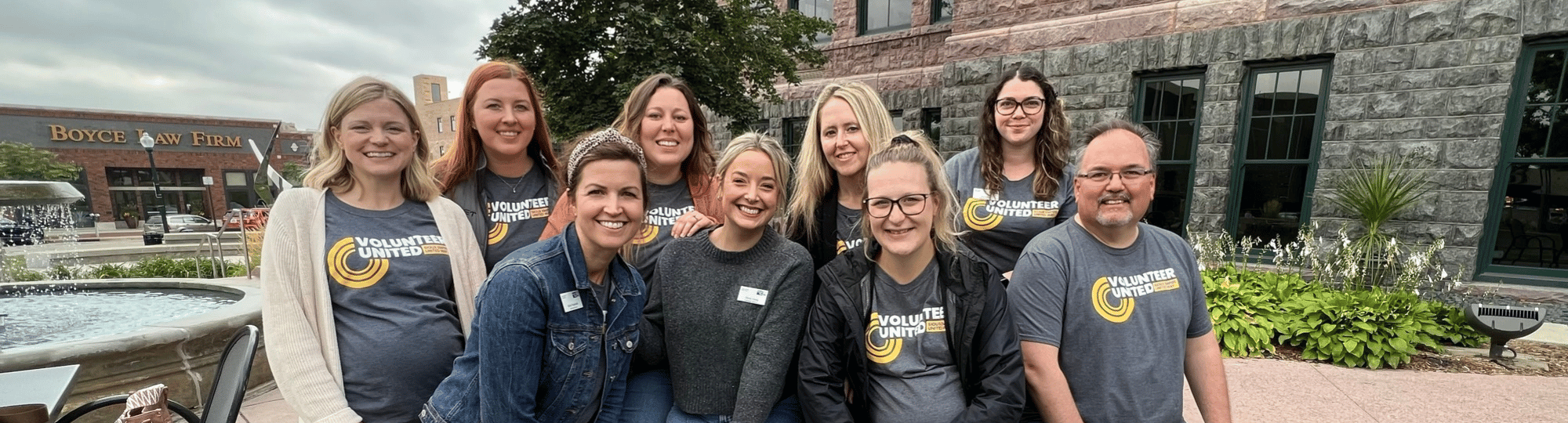 Sioux Empire United Way Staff Wearing Volunteer United Shirts in Washington Pavilion Sculpture Garden