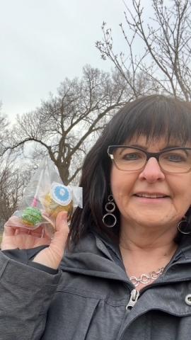 Peggy with candy