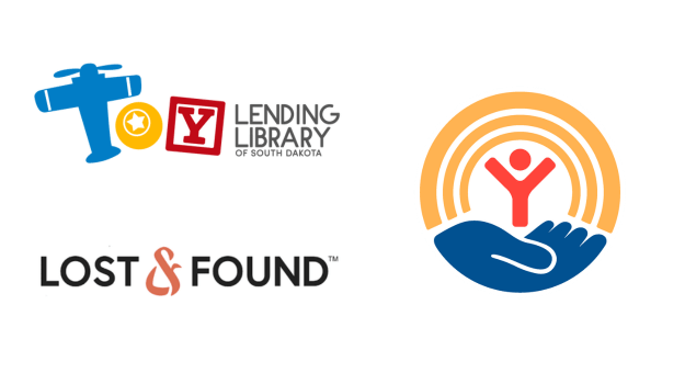 Logos for Toy Lending Library of South Dakota, Sioux Empire United Way, and Lost&Found